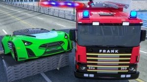 Гигантский суперкар против маленькой машины 🚒🚔🚑 Быстрый спортивный автомобиль против пожарной