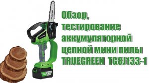 Обзор, тестирование аккумуляторной цепной мини пилы TRUEGREEN TG8J133-1