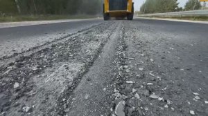 Процесс устройства шумовых полос на обходе города Кольчугино