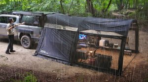 Палатка-фургон для кемпинга под дождём 🌧️ Уютно и роскошно