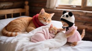 Котики празднуют пополнение в семействе