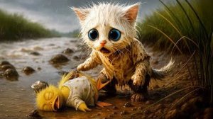 БЕЛЫЙ КОТЁНОК СПАСАЕТ УТЁНКА: Трогательная история борьбы и дружбы!