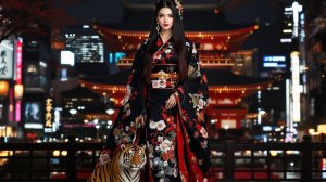 Нейро-клип — ДЕВУШКА и ТИГР счастливы вместе.