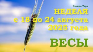ВЕСЫ | ТАРО прогноз на неделю с 18 по 24 августа 2025 года