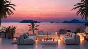 Вечерний Джаз и Розовый Закат у Моря | Атмосфера Уюта, Спокойствия и Расслабления