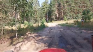 Просто еду на тракторе по лесной дороге.