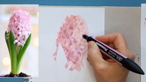 Рисуем весенний цветок - Гиацинт спиртовыми маркерами.