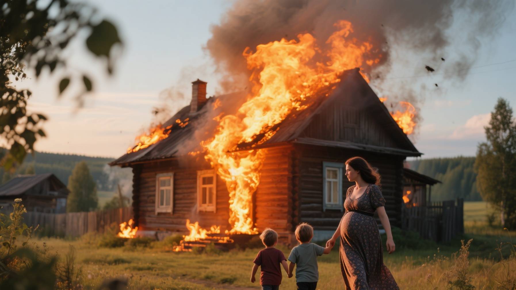 Многодетная беременная мать вывела детей из охваченного огнём дома в Красноярском крае смотреть онлайн