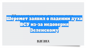Шеремет заявил о падении духа ВСУ из-за недоверия Зеленскому