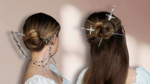 Простые и быстрые прически с заколками мечами