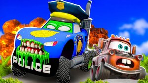 😹🤪МОЛНИЯ МАКВИН ПРОТИВ ОГРОМНОГО ГРУЗОВИКА ПОЛИЦЕЙСКОЙ МАШИНЫ😹🤪 МУЛЬТФИЛЬМЫ ПРО МАШИНКИ