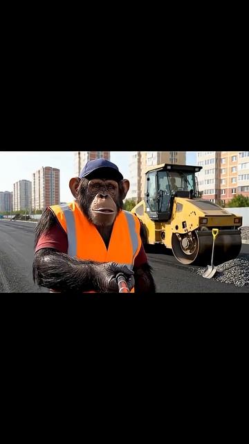 Гоша Обезьянов работает асфальтоукладчиком! смотреть онлайн