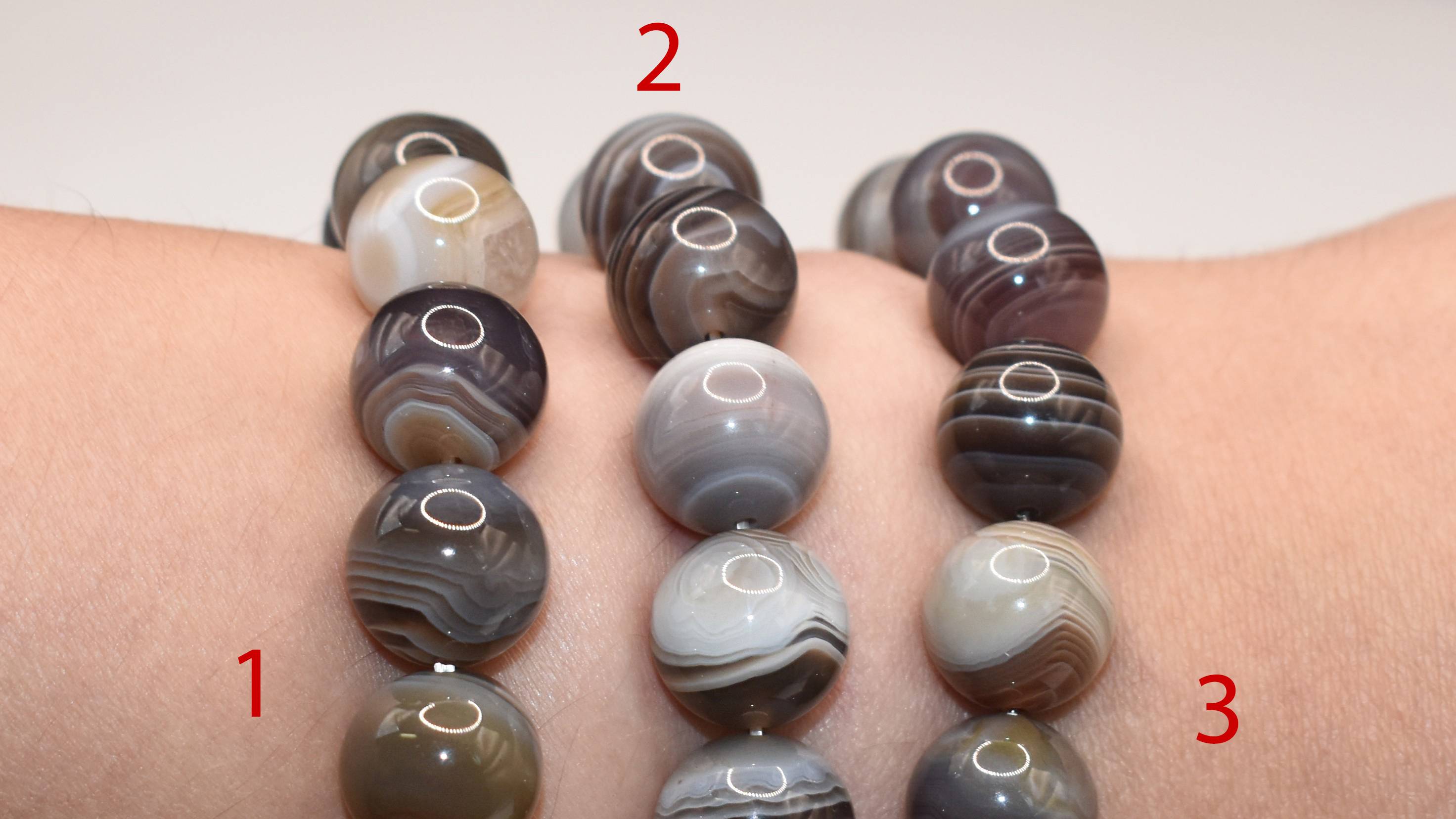 Браслет из бусин: Агат ~12,3 мм. Ботсвана