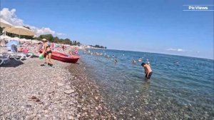 СОЧИ Лазаревское пляж Одиссея сегодня 18 августа 2025. Какая обстановка на море, погода сейчас, пляж
