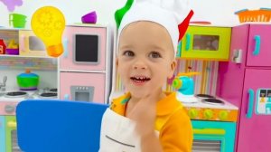 Влад и Ники. Крис учится готовить еду для автокафе! Весёлое видео для детей!