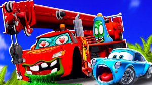 🔥⭐ДРУЗЬЯ МАШИНКИ МОЛНИЯ МАКВИН И ЕГО КОМАНДА ПРОТИВ ОГРОМНОГО ПОДЬЕМНОГО КРАНА ЗОМБИ🔥⭐ МУЛЬТФИЛЬМ