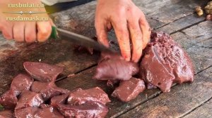 Тест универсального туристического ножа ННВ №3 на мясе