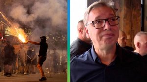 Вандалы разгромили офис правящей партии в Белграде. Президент Сербии Александр Вучич получил травму