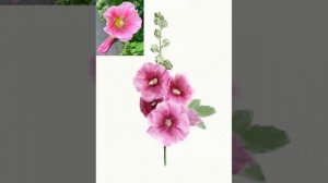 Розовая керамическая такса и мальва