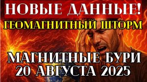 🔥НОВЫЕ ДАННЫЕ! МАГНИТНЫЕ БУРИ 20 АВГУСТА 2025! ГЕОМАГНИТНЫЙ ШТОРМ!