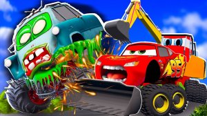 😹🤪МАШИНКИ МОЛНИЯ МАКВИН И ЕГО ДРУЗЬЯ СУПЕРГЕРОИ ПРОТИВ ОГРОМНОГО БУЛЬДОЗЕРА ЗОМБИ😹🤪 МУЛЬТИК