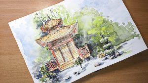 Городские скетчи акварелью