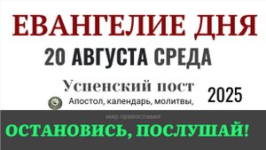 20 августа среда Евангелие дня 2025 с толкованием #евангелие