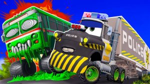 ⭐🤖ПОЛИЦЕЙСКАЯ МАШИНКА МОЛНИЯ МАКВИН ПРОТИВ АВТОБУСА ЗОМБИ⭐🤖 МУЛЬТФИЛЬМ ПРО МАШИНКИ