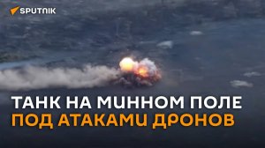 Сквозь взрывы и атаки дронов: Т-72 прокладывает путь по минному полю