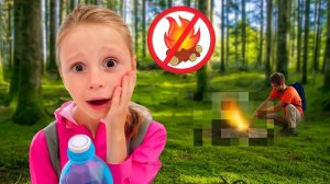 Настя и папа учат правила безопасной прогулки в лесу