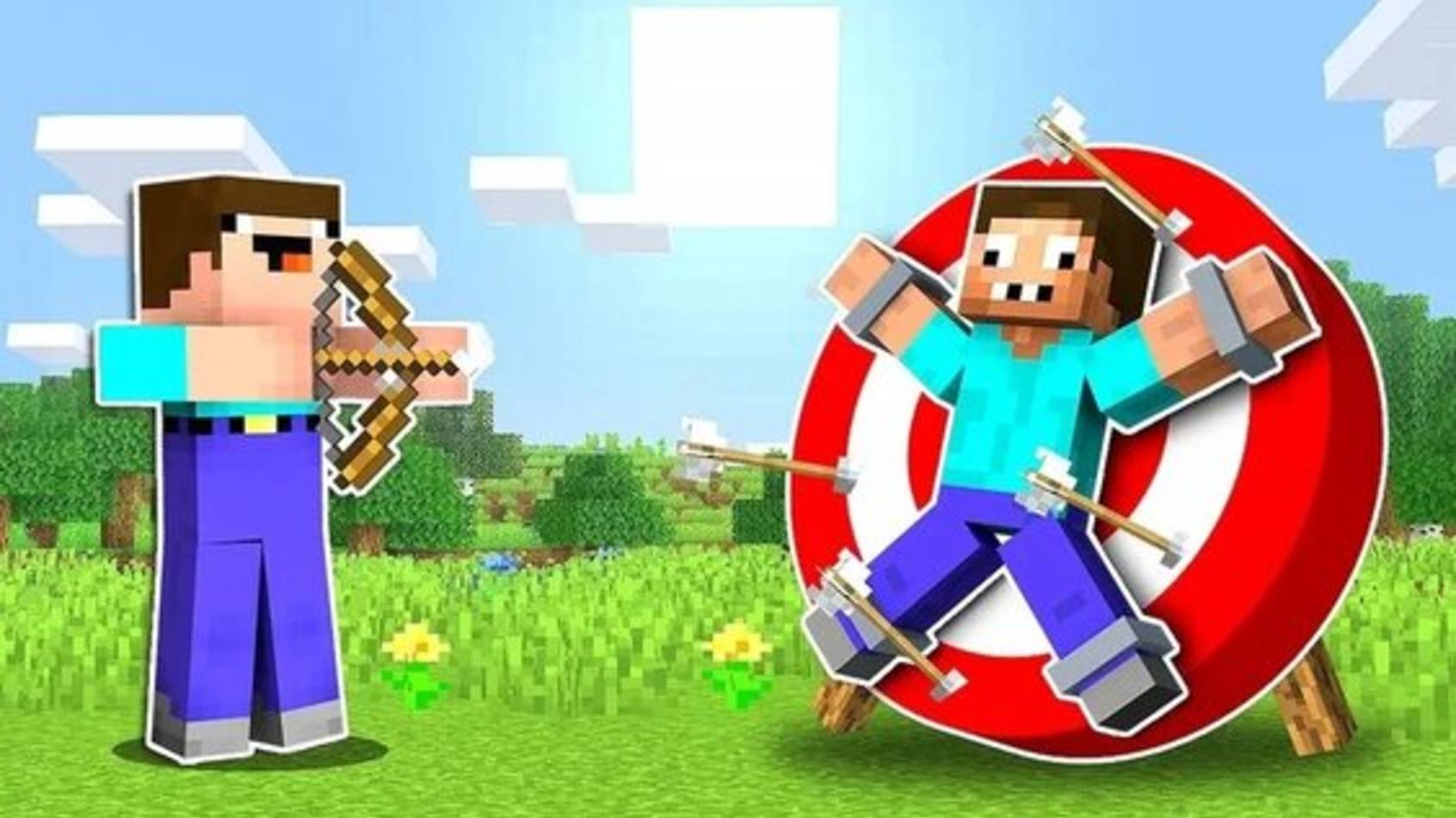 Нуб и про соревнуются в мини играх в майнкрафте тролинг