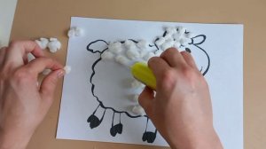 Аппликация из ваты Барашек