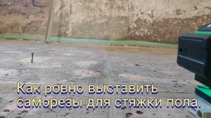 Как ровно выставить саморезы для стяжки пола.