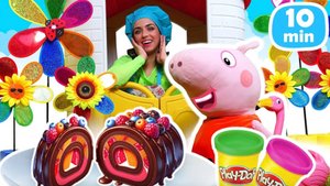 Свинка Пеппа и Лея готовят ягодный рулет! Игры в готовку из пластилина для детей