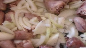 Жареные куриные сердечки