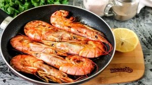 Жареные лангустины с чесноком