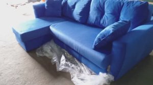 Угловой Амстердам велюр синий. Сборка