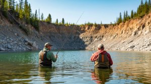 Рыбалка в карьере / Зацепили грибы