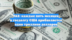 FAZ: каждые пять месяцев к госдолгу США прибавляется один триллион долларов