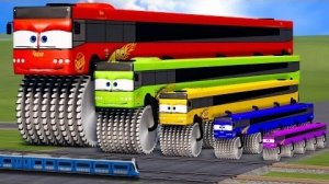 Большой и маленький длинный автобус Lightning Mcqueen Double Monster Saw Wheels против поездов
