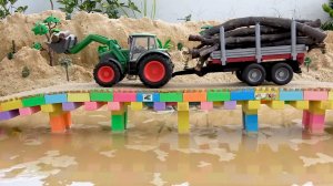 Автомобильный игрушечный Мегаблочный мост, создающий экскаватор, дорожный каток, грузовик-тягач.