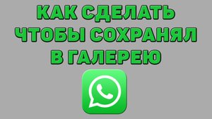 Как сделать чтобы Ватсап сохранял в галерею