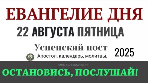 22 августа пятница Евангелие дня 2025 с толкованием #евангелие