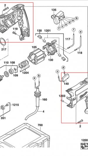 Оригинальный Корпус в сборе Milwaukee 201242003 для  перфораторов Milwaukee PH26  PH26X  PFH 26