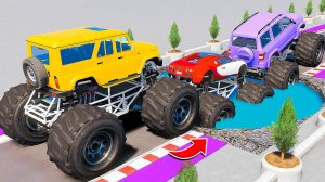 СМОГУТ ЛИ ГИГАНТСКИЕ МАШИНЫ ПРОЕХАТЬ ОПАСНУЮ ЯМУ С ВОДОЙ В ГТА 5 МОДЫ ЭКСПЕРИМЕНТЫ В GTA 5 MODS