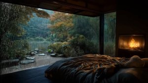 Дождь с Камином из Спальни для Крепкого Сна и Релакса | Фоновый Шум Дождя