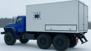 Движуч.  Отгрузка агрегата для исследования скважин АИС на шасси Урал 4320-60