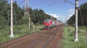 Электровоз ЭП20-035 (ТЧЭ-6) со скорым поездом "Двухэтажный состав" № 063Й Самара - Санкт-Петербург.