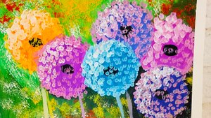 Поэтапное рисование одуванчиков . Арт -картина