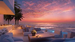 Спокойный Джаз и Закат На Террасе | Океан, Атмосфера Уюта и Релакс